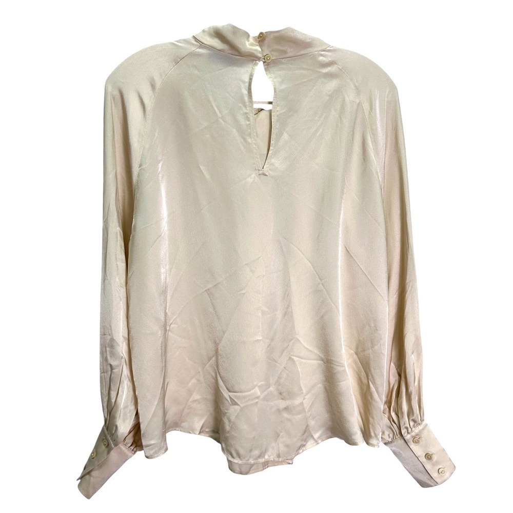 Paris Atelier & Other Stories Beige Cream Twist Neck Long Sleeve Blouse Top Sz S - Picture 2 of 8